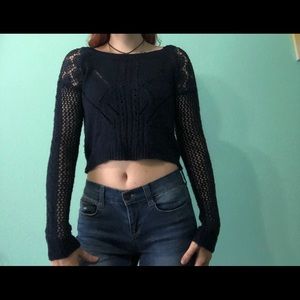Navy Blue Cropped Sweater